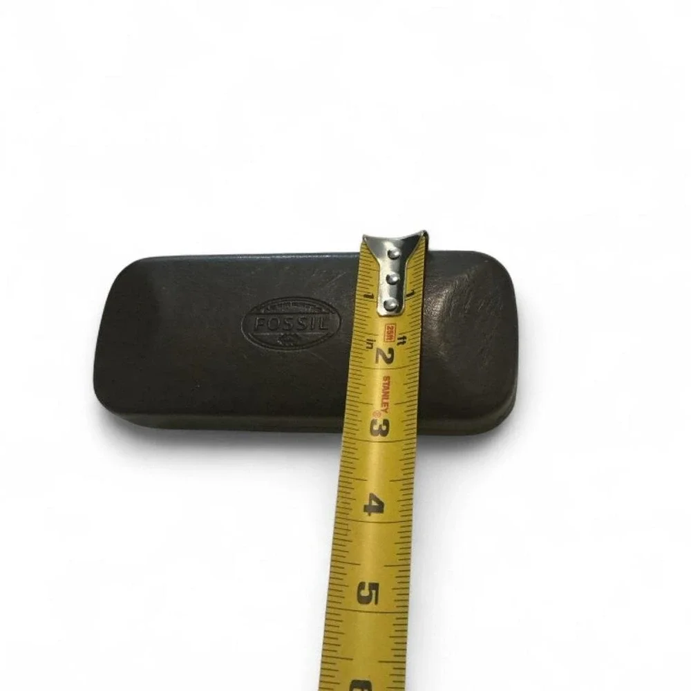 Fossil Eyewear Case Unisex Dark Brown Good Hard Shell Clamshell Logo Accessory